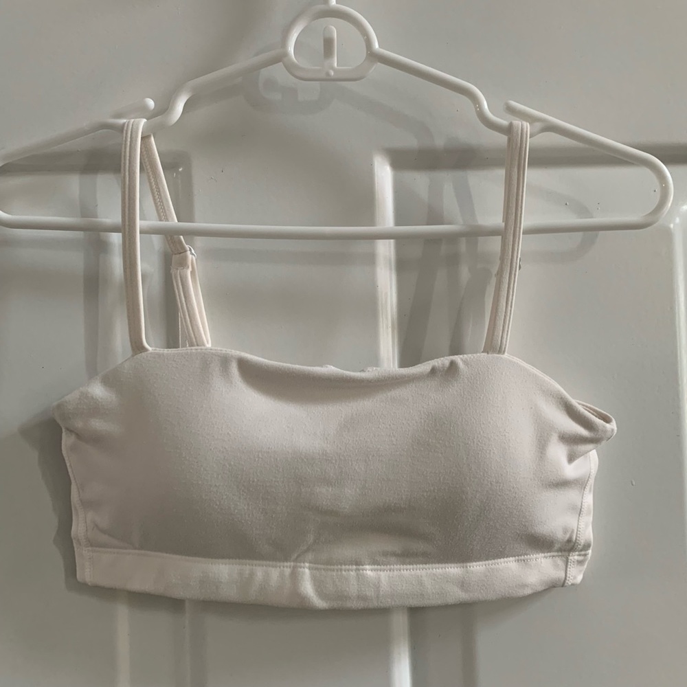 White bandeau sports bra